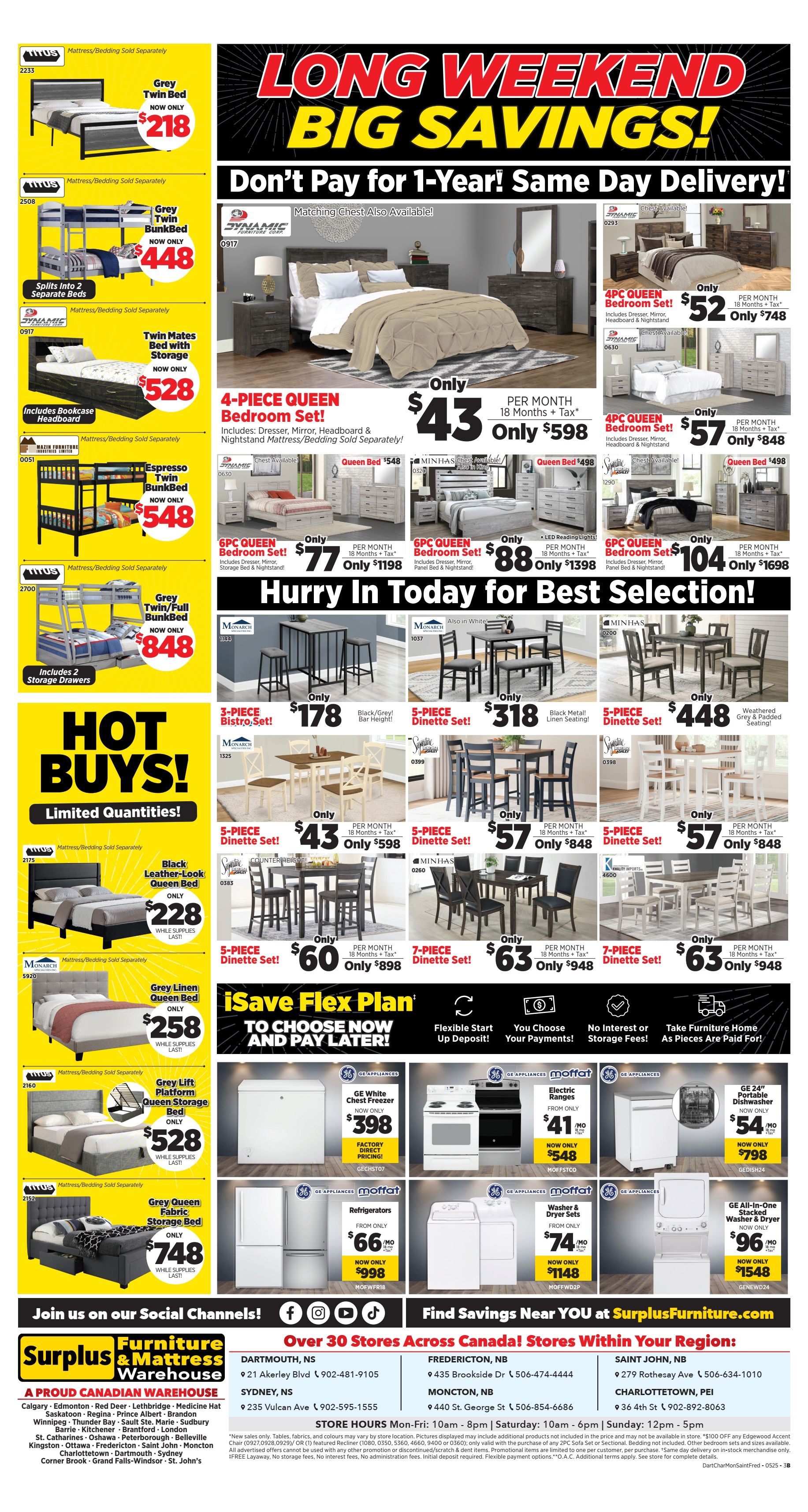 Surplus Furniture & Mattress Warehouse (Dartmouth, Charlottetown, Moncton, Saint John, Fredericton) Flyer May 12 to 18
