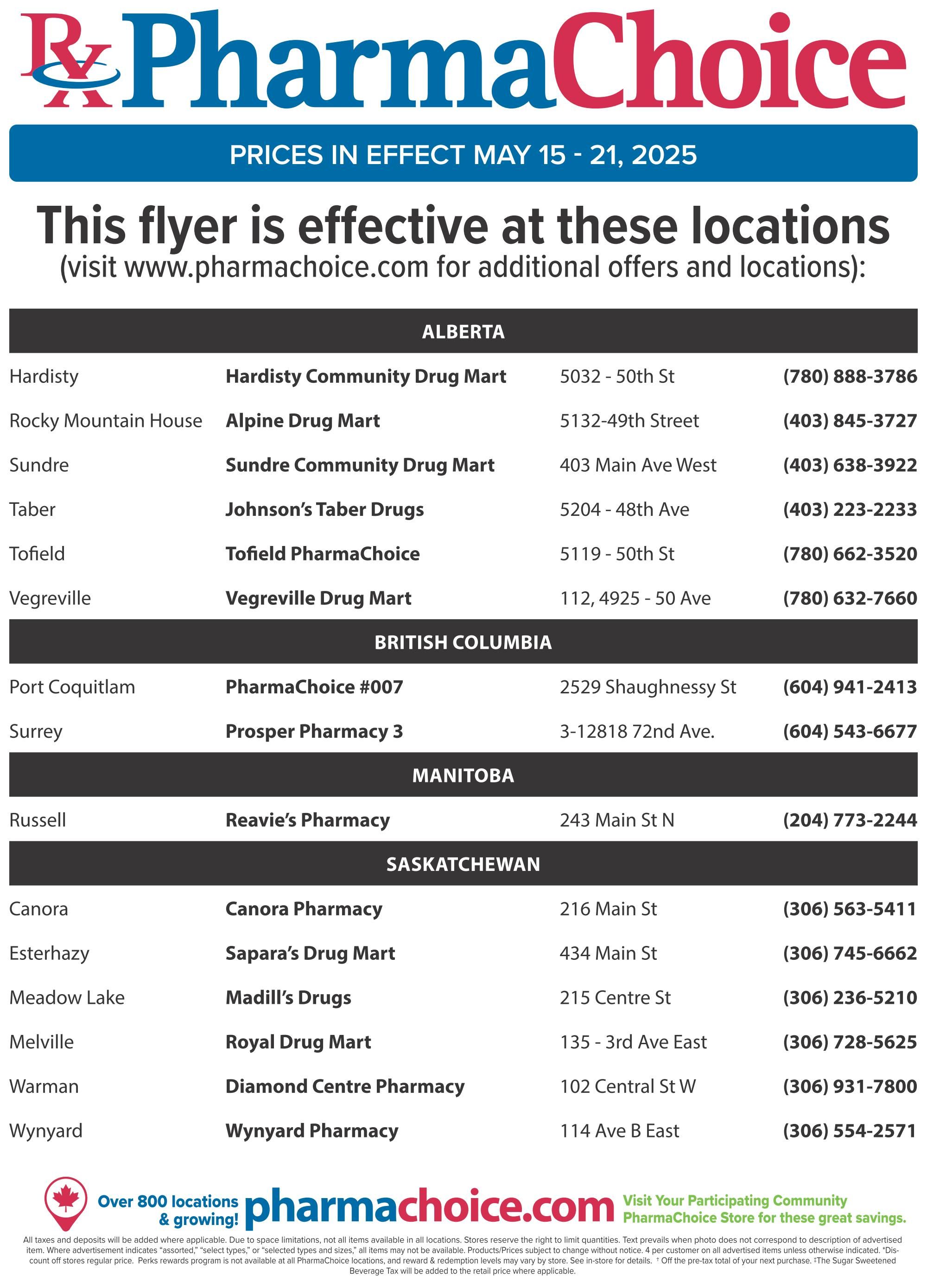 PharmaChoice (BC, AB, SK & MB) Flyer May 15 to 21