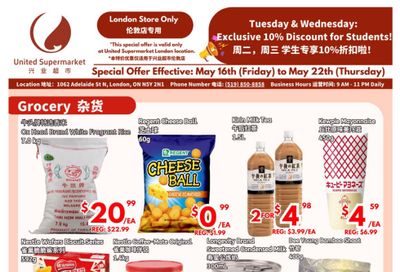 United Supermarket (London) Flyer May 16 to 22