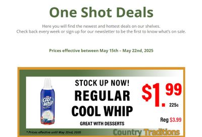 Country Traditions One-Shot Deals Flyer May 15 to 22