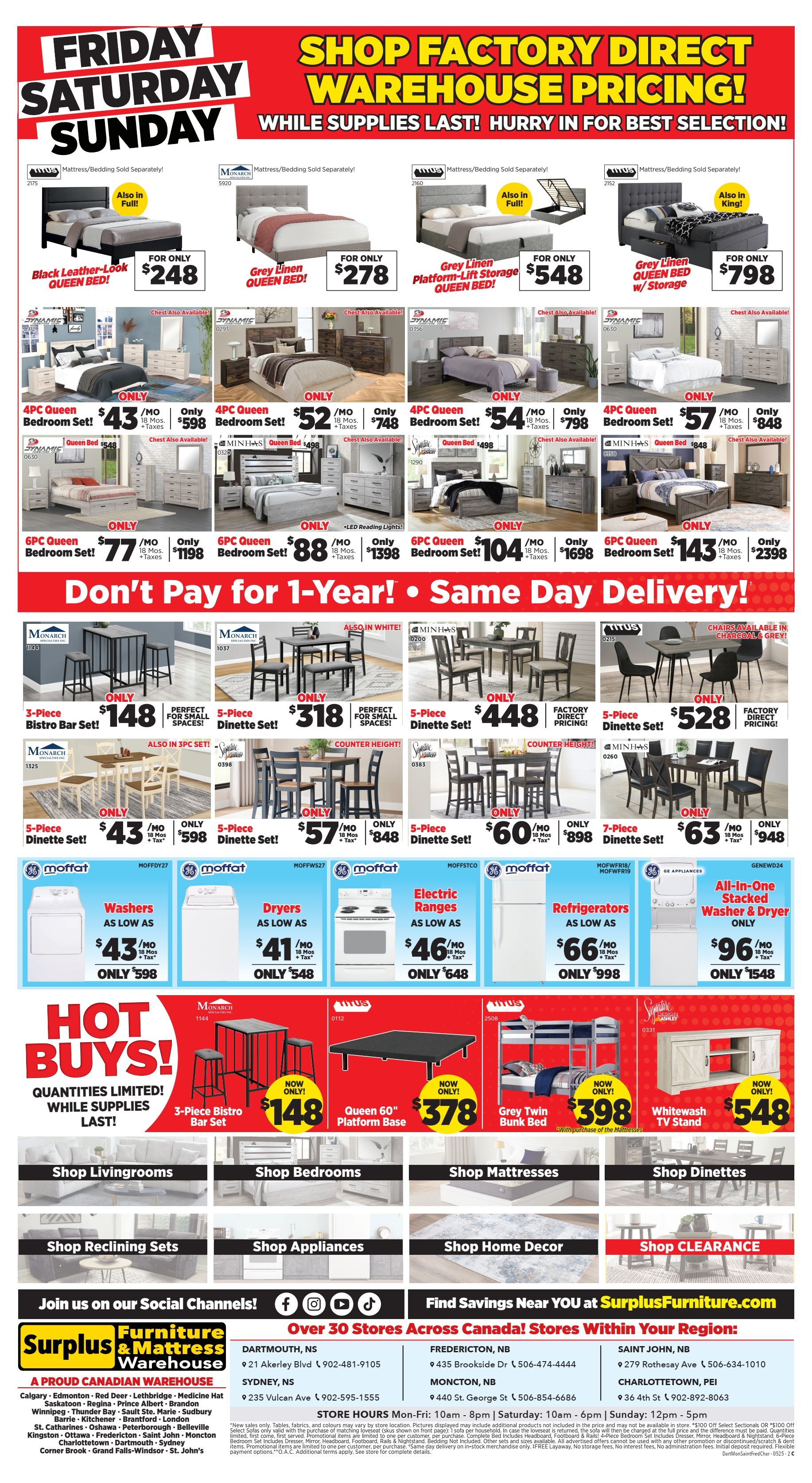 Surplus Furniture & Mattress Warehouse (Dartmouth, Charlottetown, Moncton, Saint John, Fredericton) Flyer May 19 to 25