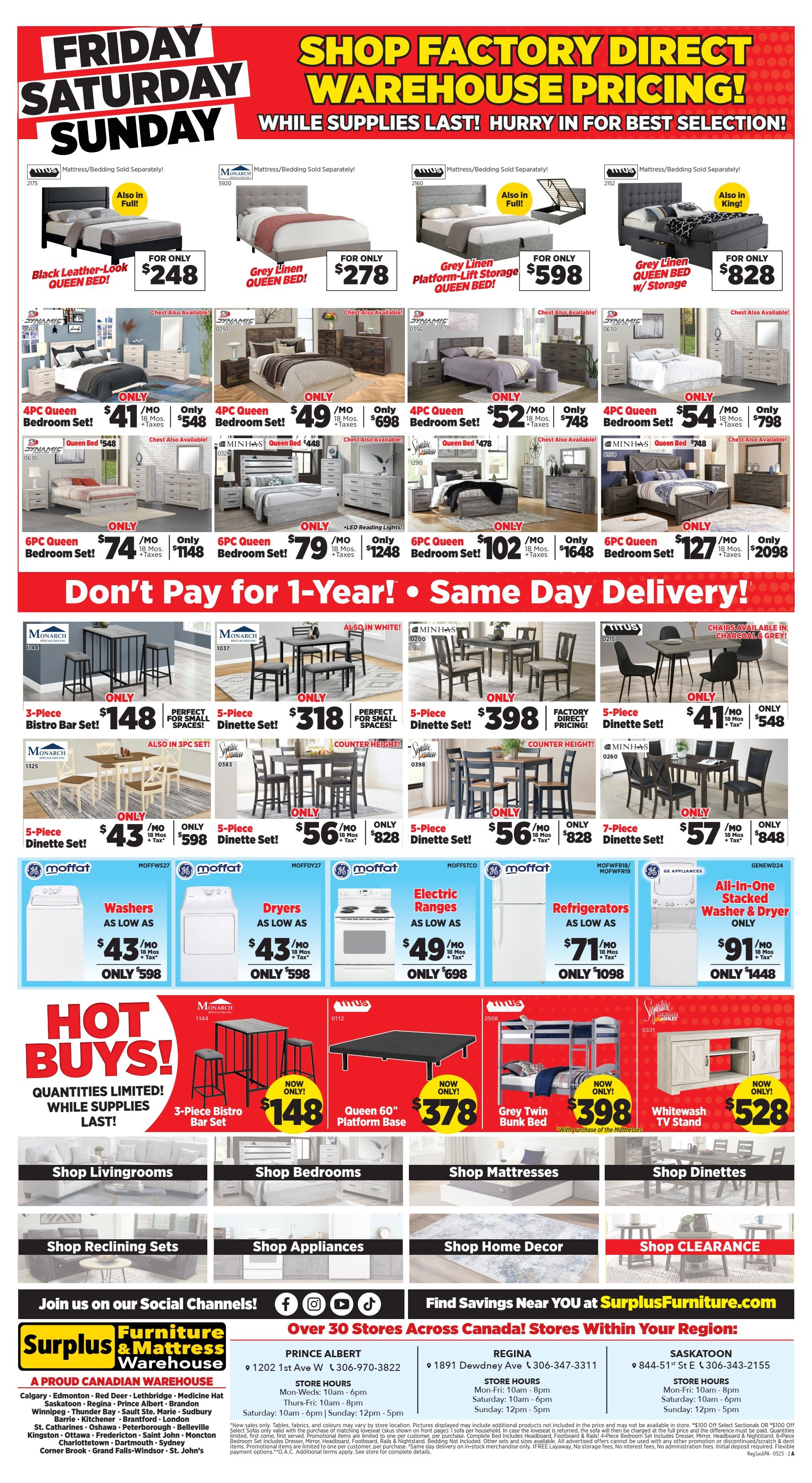 Surplus Furniture & Mattress Warehouse (Regina, Saskatoon, Prince Albert) Flyer May 19 to 25