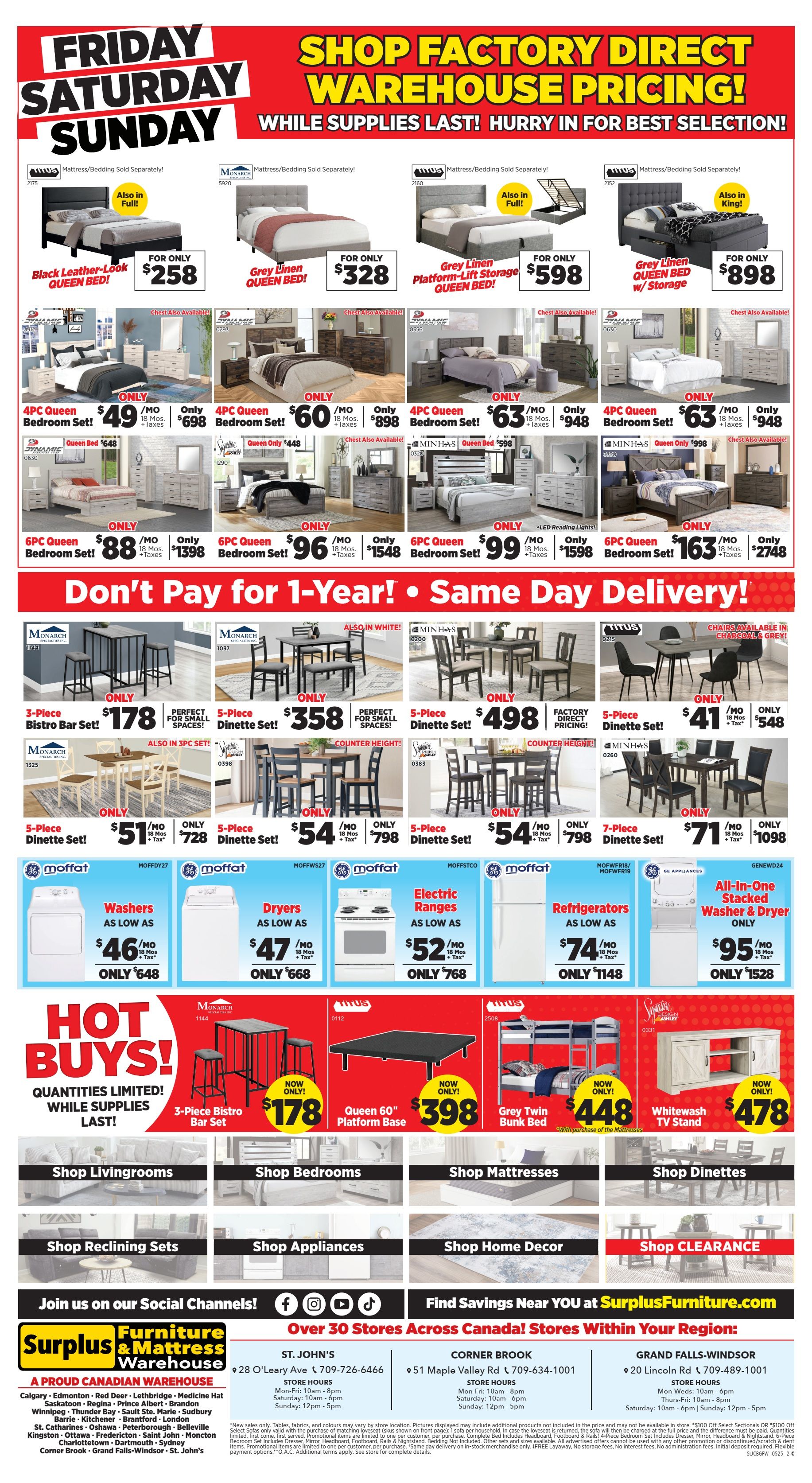 Surplus Furniture & Mattress Warehouse (St. John's, Corner Brook, Grand Falls Windsor) Flyer May 19 to 25