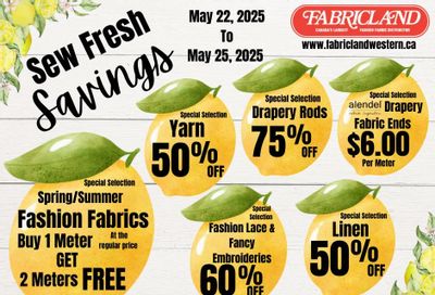 Fabricland (Kitchener, St. Catharines, Welland) Flyer May 22 to 25