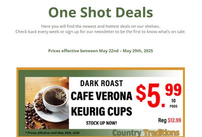 Country Traditions One-Shot Deals Flyer May 22 to 29