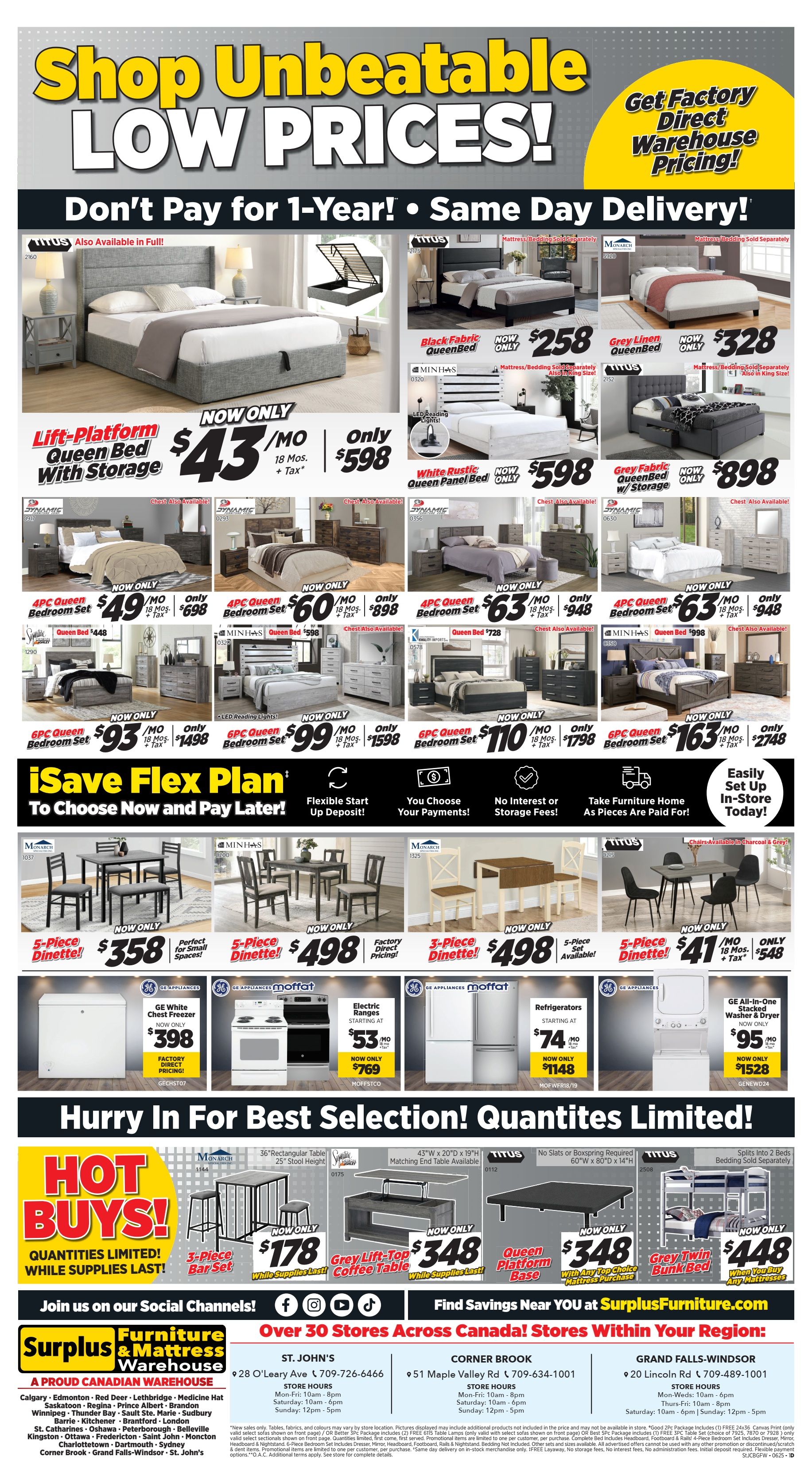 Surplus Furniture & Mattress Warehouse (St. John's, Corner Brook, Grand Falls Windsor) Flyer May 26 to June 8