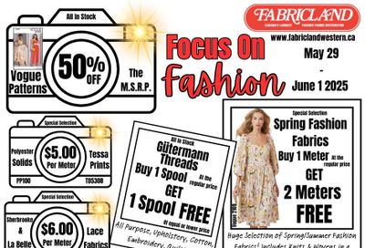Fabricland (Kitchener, St. Catharines, Welland) Flyer May 29 to June 1