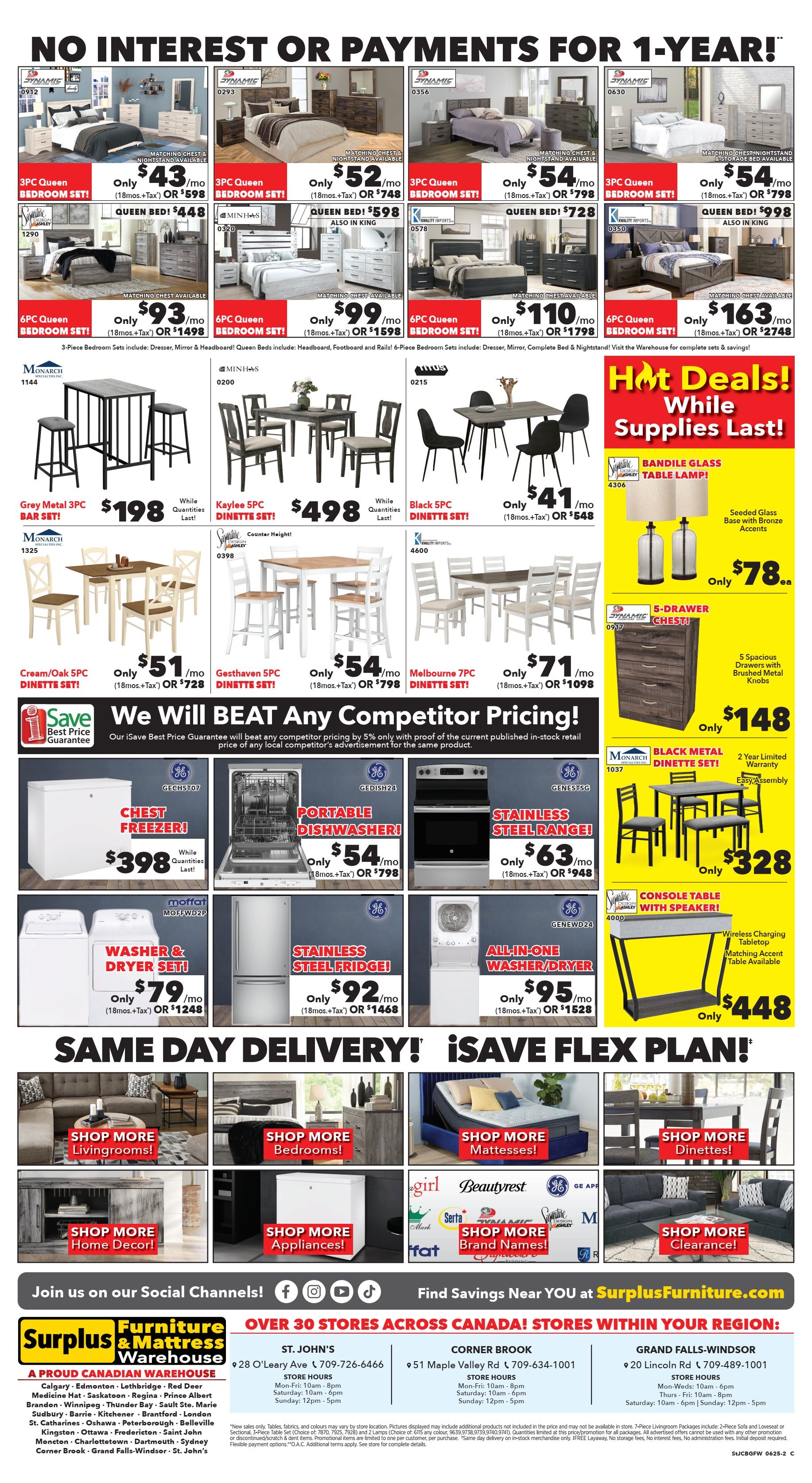 Surplus Furniture & Mattress Warehouse (St. John's, Corner Brook, Grand Falls Windsor) Flyer June 9 to 22