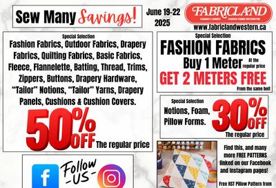 Fabricland (Kitchener, St. Catharines, Welland) Flyer June 19 to 22 Fabricland (Kitchener, St. Catharines, Welland) Flyer June 19 to 22