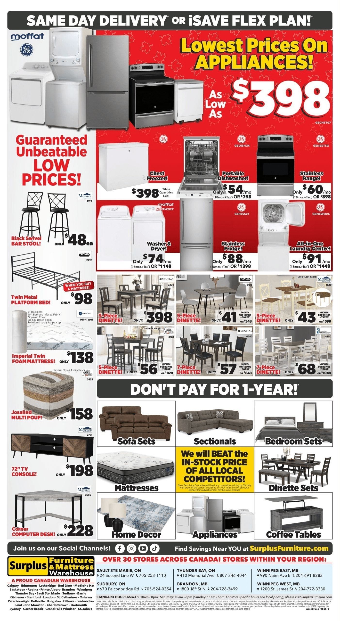 Surplus Furniture & Mattress Warehouse (Winnipeg, Brandon) Flyer June 23 to 29