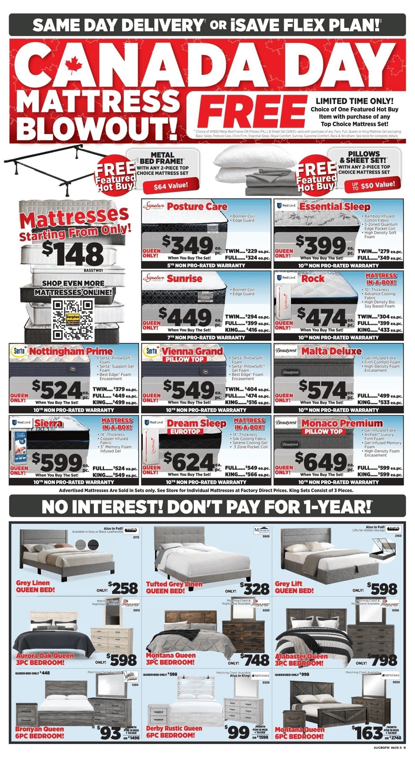 Surplus Furniture & Mattress Warehouse (St. John's, Corner Brook, Grand Falls Windsor) Flyer June 23 to 29