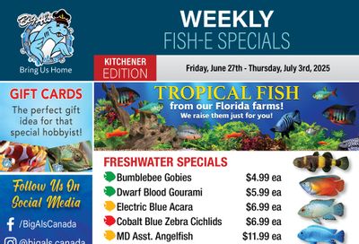 Big Al's (Kitchener) Weekly Specials June 27 to July 3