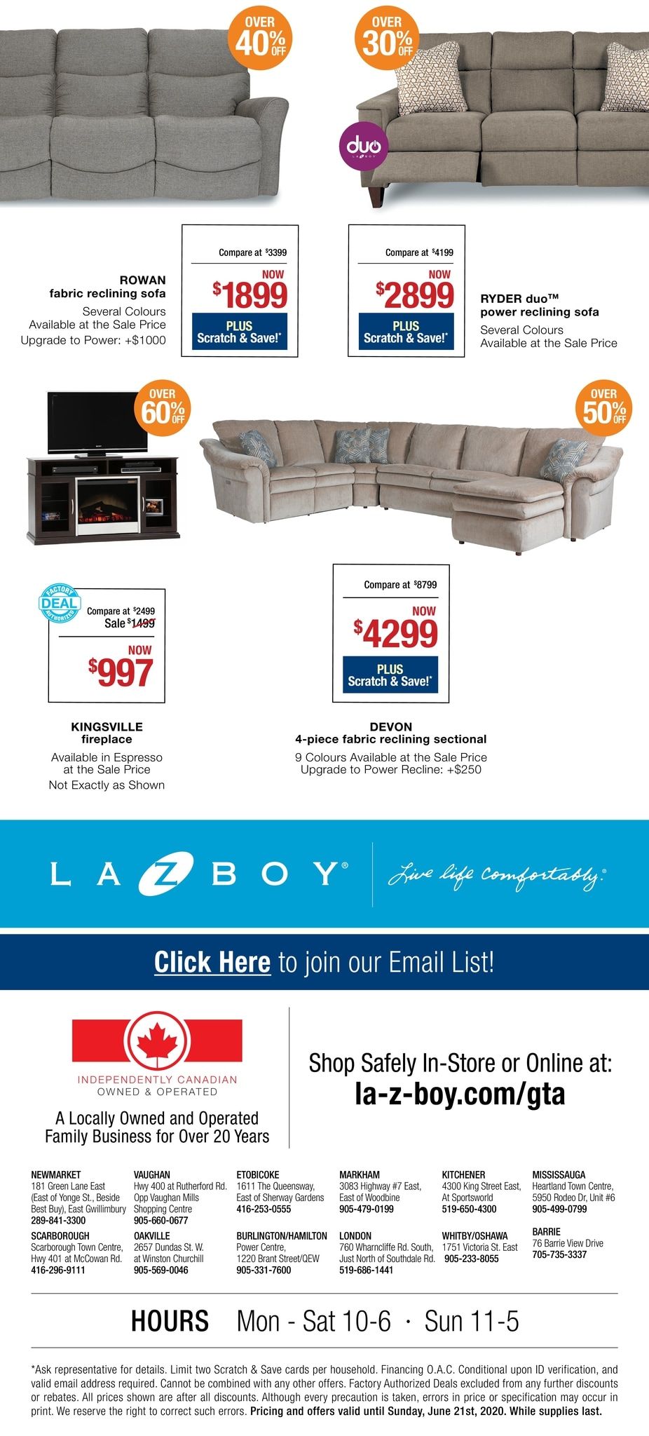 La-Z-Boy (GTA) Flyer June 15 to 21