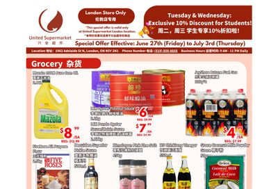 United Supermarket (London) Flyer June 27 to July 3