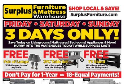 Surplus Furniture & Mattress Warehouse (Dartmouth, Charlottetown, Moncton, Saint John, Fredericton) Flyer June 30 to July 6