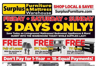 Surplus Furniture & Mattress Warehouse (Sudbury) Flyer June 30 to July 6 Surplus Furniture & Mattress Warehouse (Sudbury) Flyer June 30 to July 6