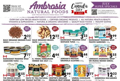 Ambrosia Natural Foods Flyer July 1 to 31 Ambrosia Natural Foods Flyer July 1 to 31
