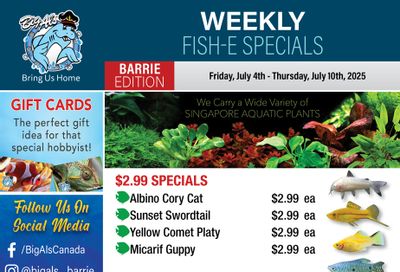 Big Al's (Barrie) Weekly Specials July 4 to 10