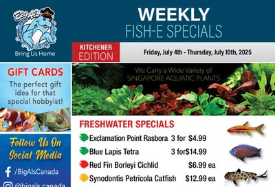 Big Al's (Kitchener) Weekly Specials July 4 to 10