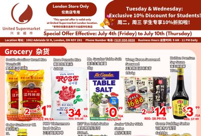 United Supermarket (London) Flyer July 4 to 10