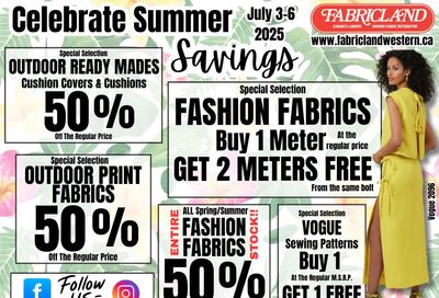 Fabricland (Kitchener, St. Catharines, Welland) Flyer July 3 to 6