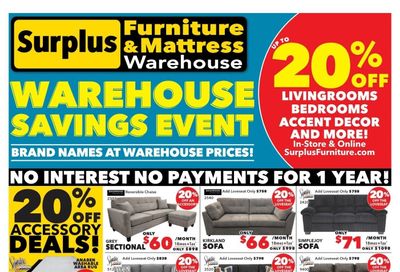 Surplus Furniture & Mattress Warehouse (Dartmouth, Charlottetown, Moncton, Saint John, Fredericton) Flyer July 7 to 27