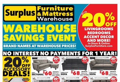 Surplus Furniture & Mattress Warehouse (Regina, Saskatoon, Prince Albert) Flyer July 7 to 27