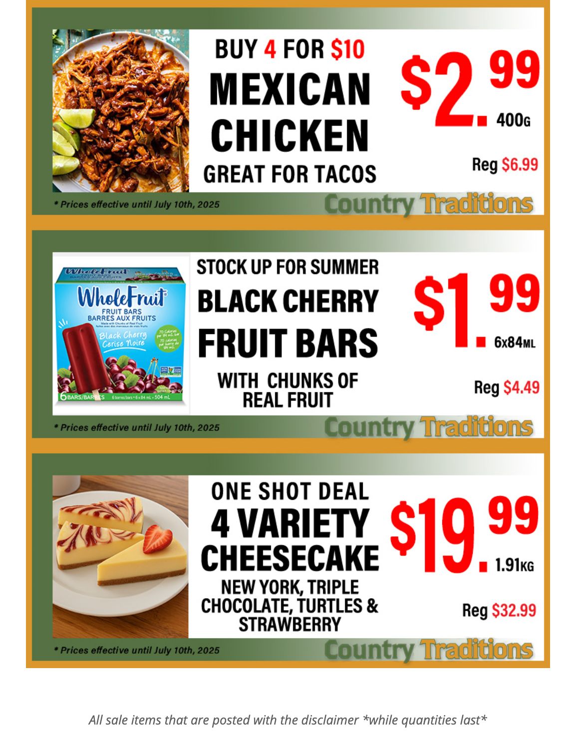 Country Traditions One-Shot Deals Flyer July 3 to 10