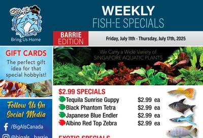 Big Al's (Barrie) Weekly Specials July 11 to 17