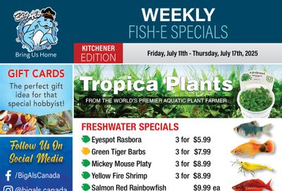 Big Al's (Kitchener) Weekly Specials July 11 to 17