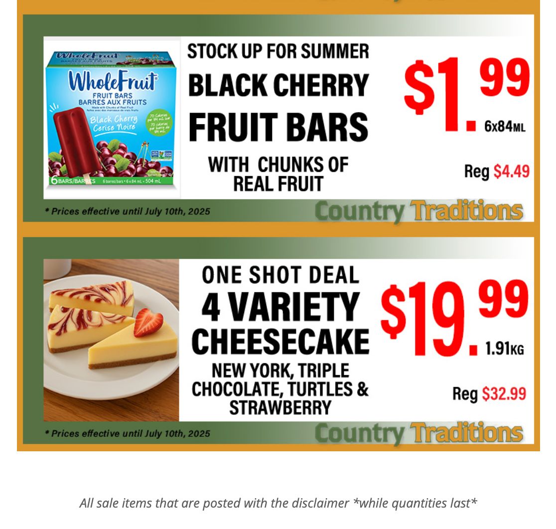 Country Traditions One-Shot Deals Flyer July 10 to 17