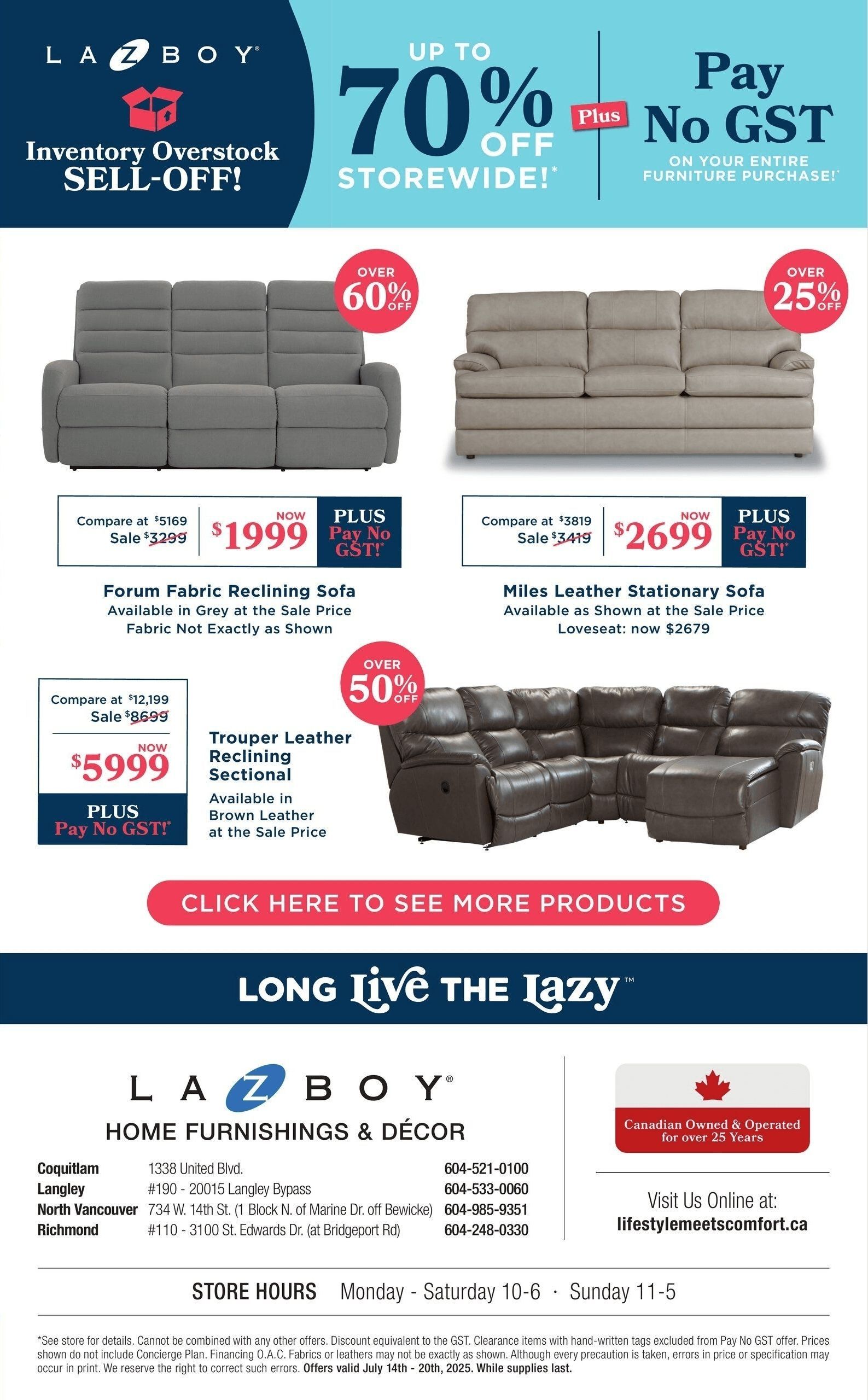 La-Z-Boy (Greater Vancouver) Flyer July 14 to 20