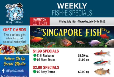 Big Al's (Hamilton) Weekly Specials July 18 to 24
