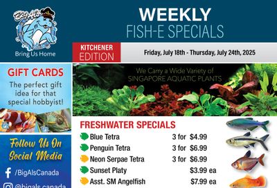 Big Al's (Kitchener) Weekly Specials July 18 to 24