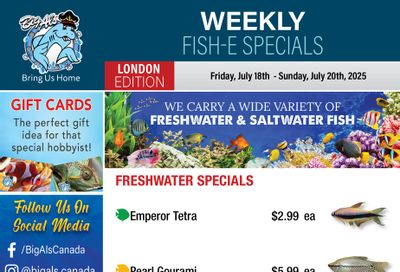 Big Al's (London) Weekly Specials July 18 to 24