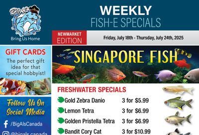 Big Al's (Newmarket) Weekly Specials July 18 to 24