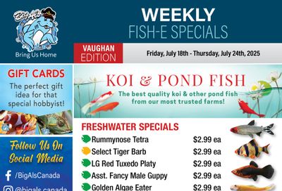 Big Al's (Vaughan) Weekly Specials July 18 to 24