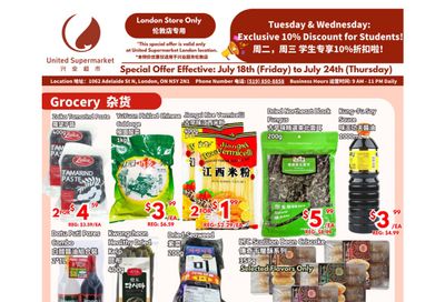 United Supermarket (London) Flyer July 18 to 24
