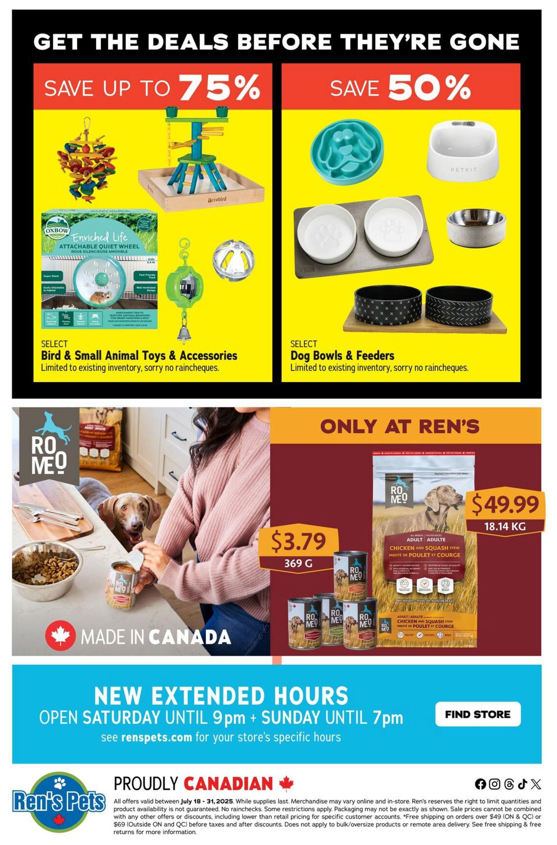 Ren's Pets Flyer July 18 to 31