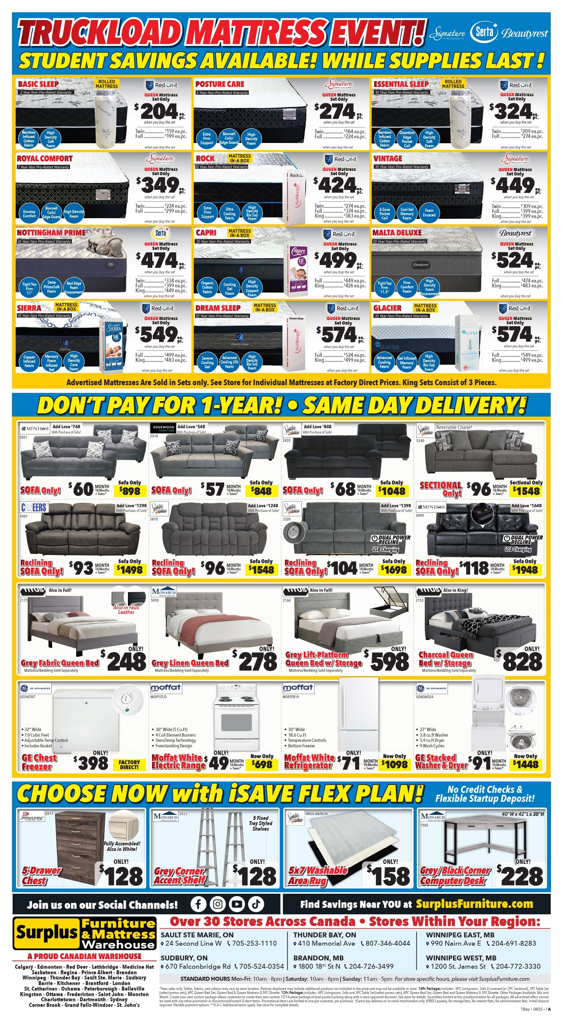 Surplus Furniture & Mattress Warehouse (Thunder Bay) Flyer July 28 to August 10