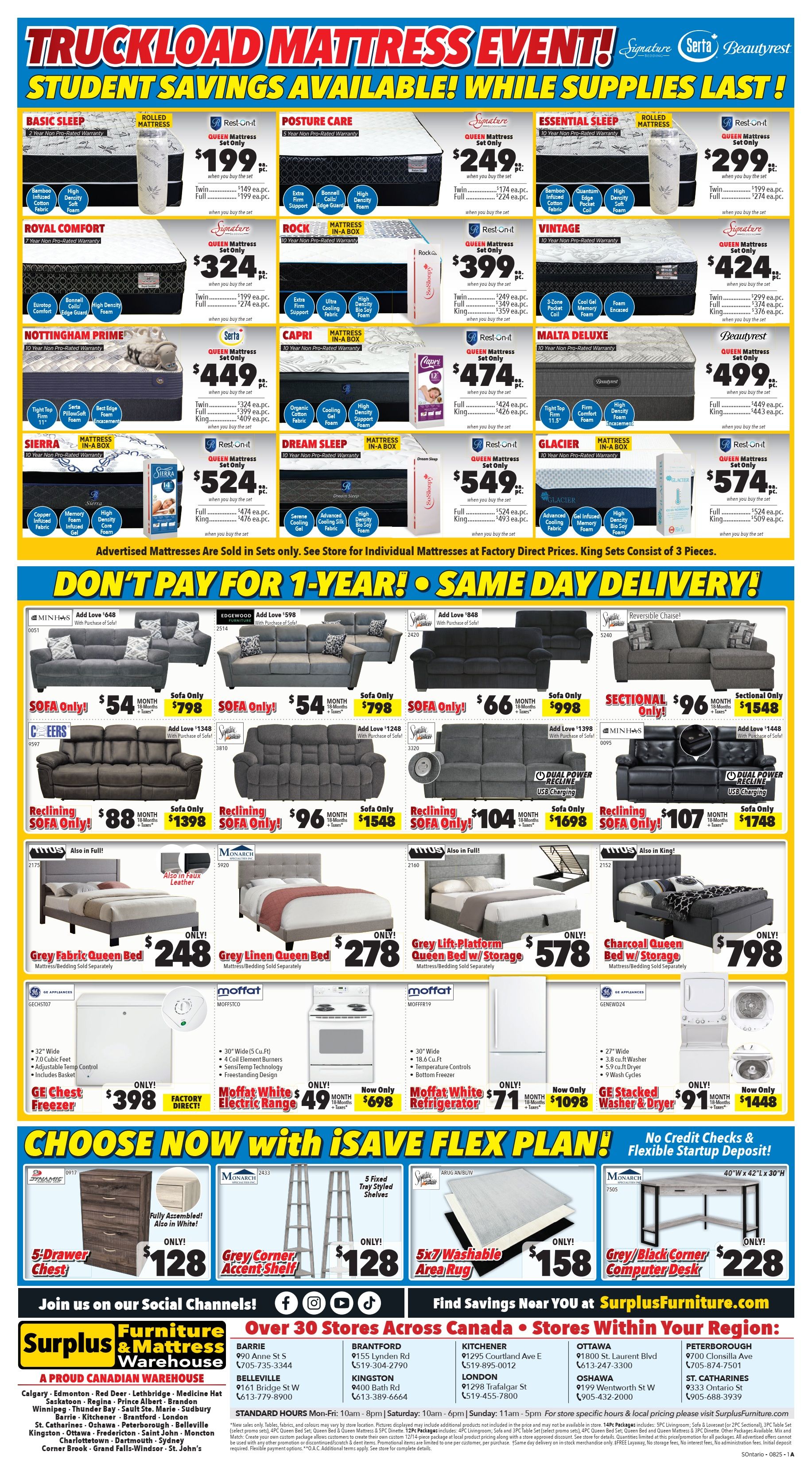 Surplus Furniture & Mattress Warehouse (S. ON) Flyer July 28 to August 10