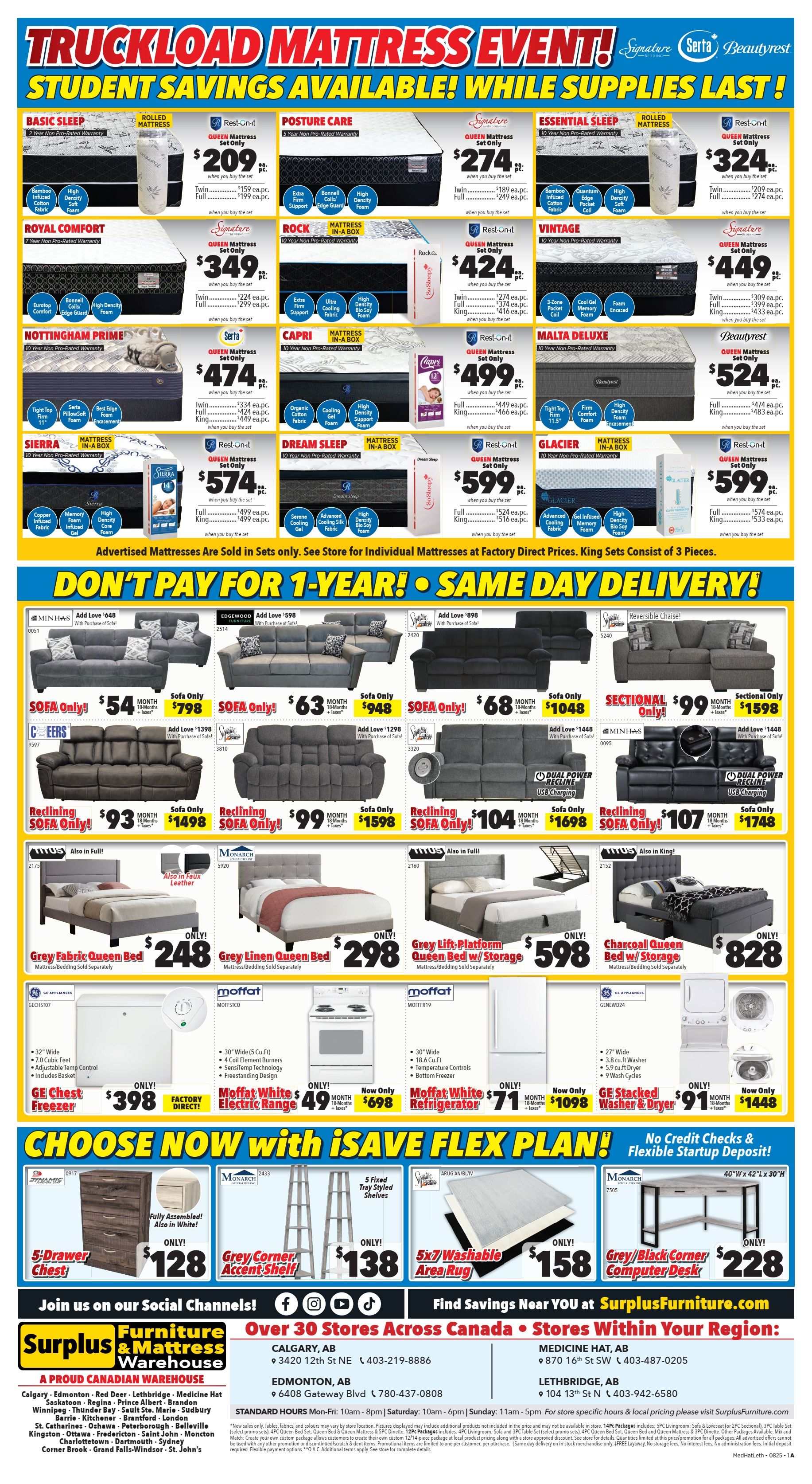 Surplus Furniture & Mattress Warehouse (Medicine Hat, Lethbridge) Flyer July 28 to August 10