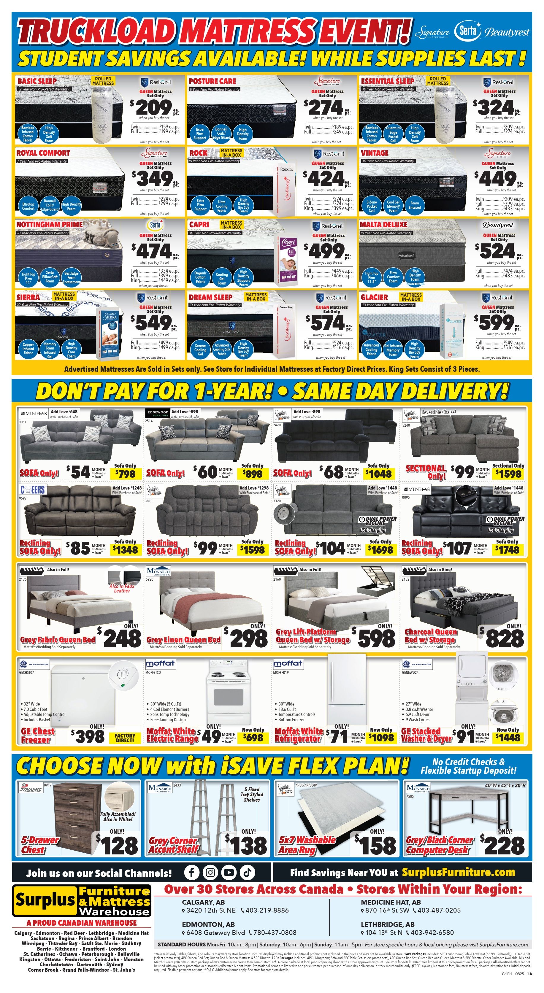 Surplus Furniture & Mattress Warehouse (Calgary, Edmonton) Flyer July 28 to August 10