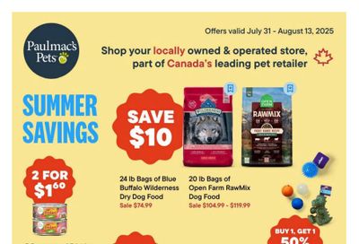 Paulmac's Pets Flyer July 31 to August 13