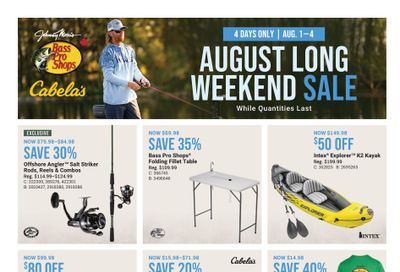 Cabela's August Long Weekend Sale August 1 to 4