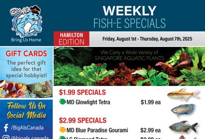 Big Al's (Hamilton) Weekly Specials August 1 to 7