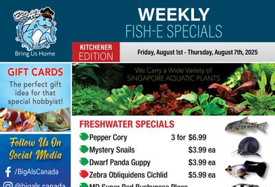Big Al's (Kitchener) Weekly Specials August 1 to 7 Big Al's (Kitchener) Weekly Specials August 1 to 7