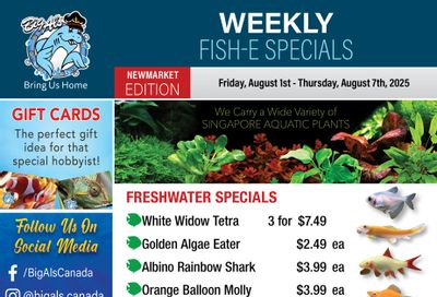 Big Al's (Newmarket) Weekly Specials August 1 to 7