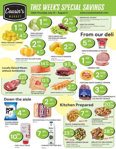 Cousin's Market Flyer July 31 to August 5