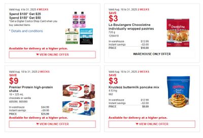Costco (West, ON & Atlantic Canada) Warehouse Offers  August 4 to 31